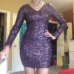 Plum Purple Sequined Dress